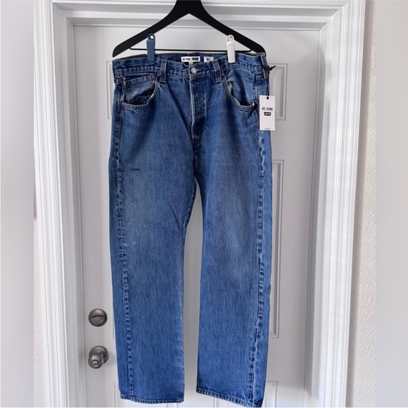 NWT RE/DONE Men’s 1401 Straight Leg Jeans Worn In Blue Levi’s 501 Style 36W